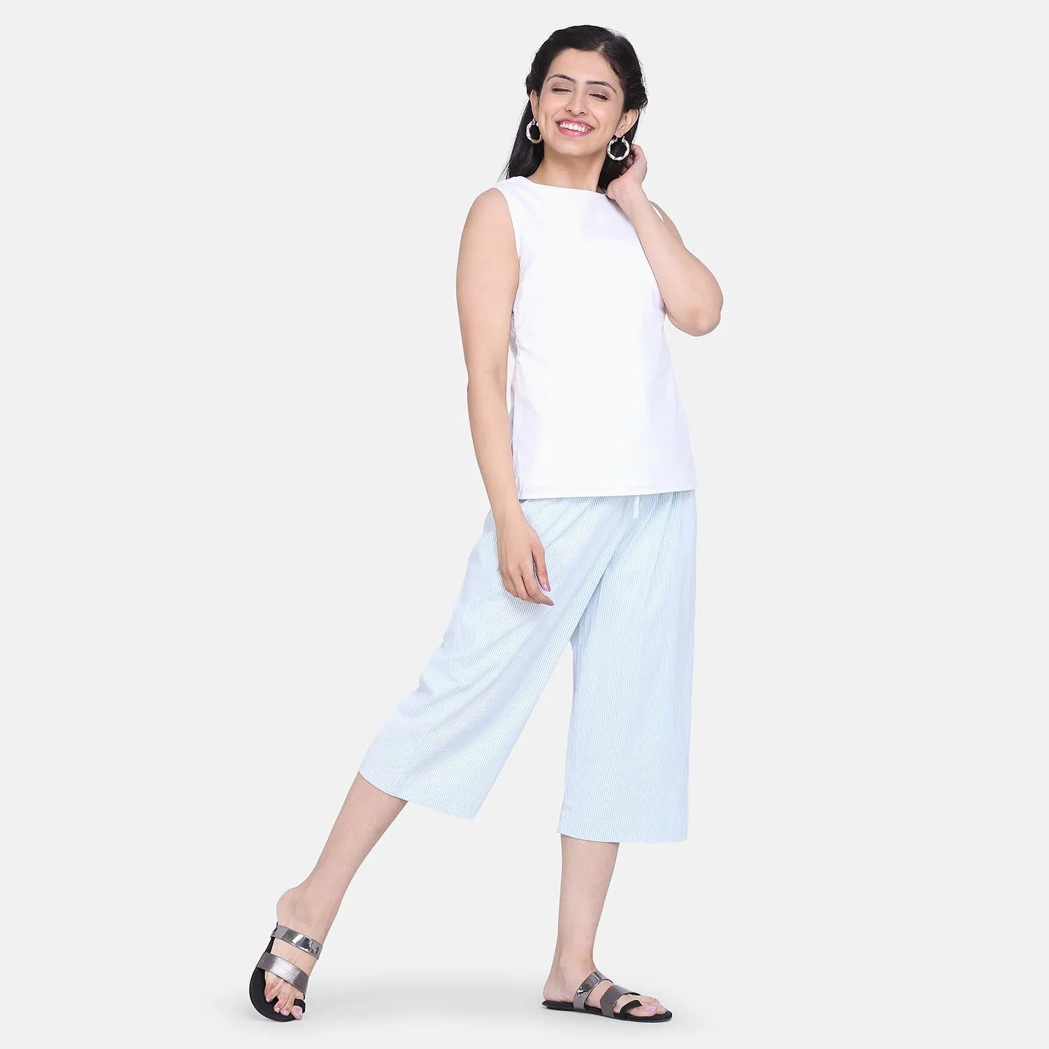 PowerSutra Sky Blue Cotton Ladies Culottes