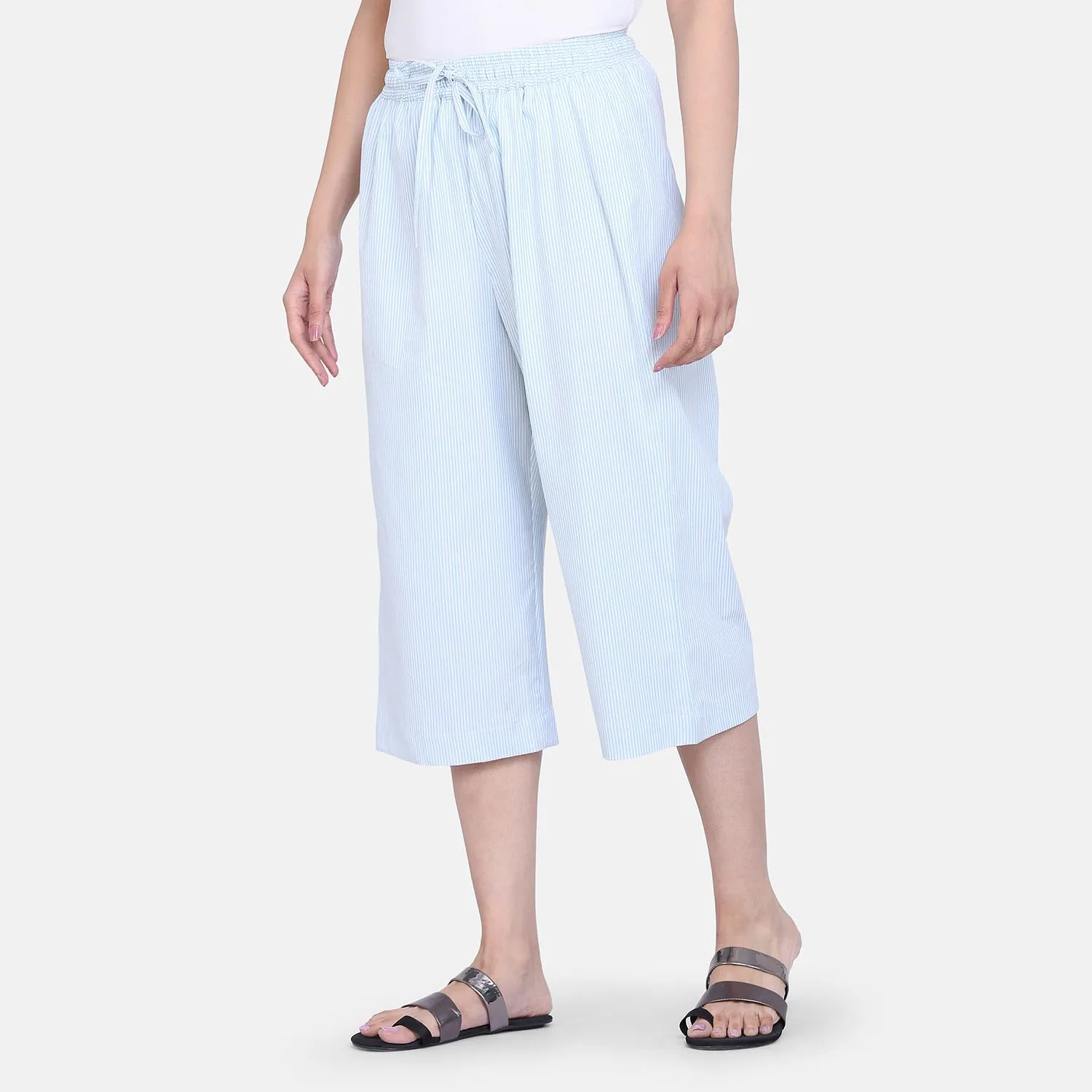 PowerSutra Sky Blue Cotton Ladies Culottes