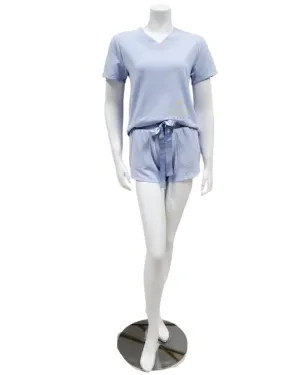 Q81174 Blaire Blue Fleece Lined Modal PJ's Shorts Set