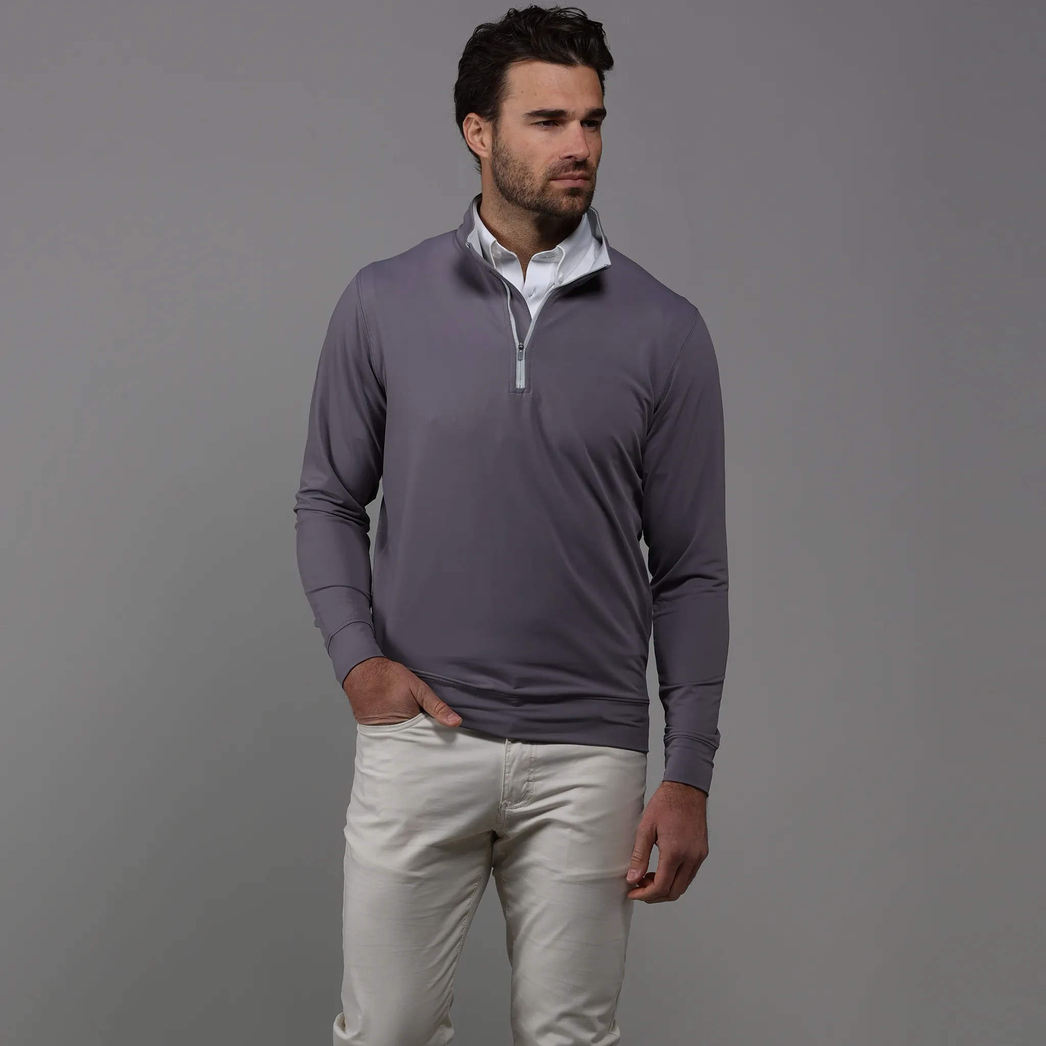 Quarry Grey Tour Performance Men's Golf Quarter Zip Pullover