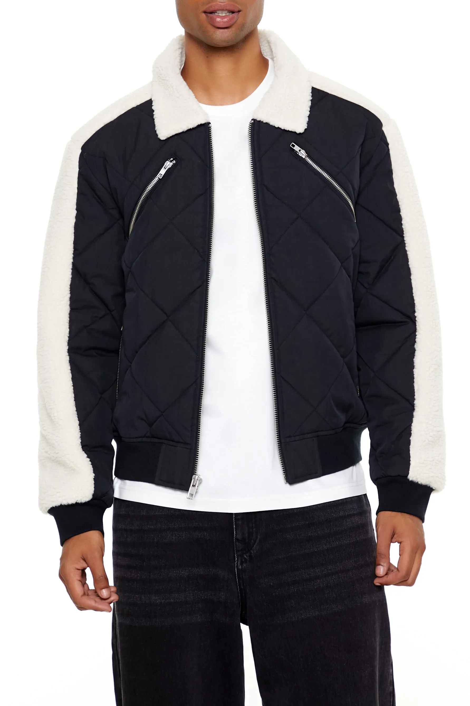 Quilted Faux Shearling Jacket