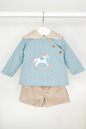 "Lawrence" Teal Rocking Horse Hoodie & Shorts