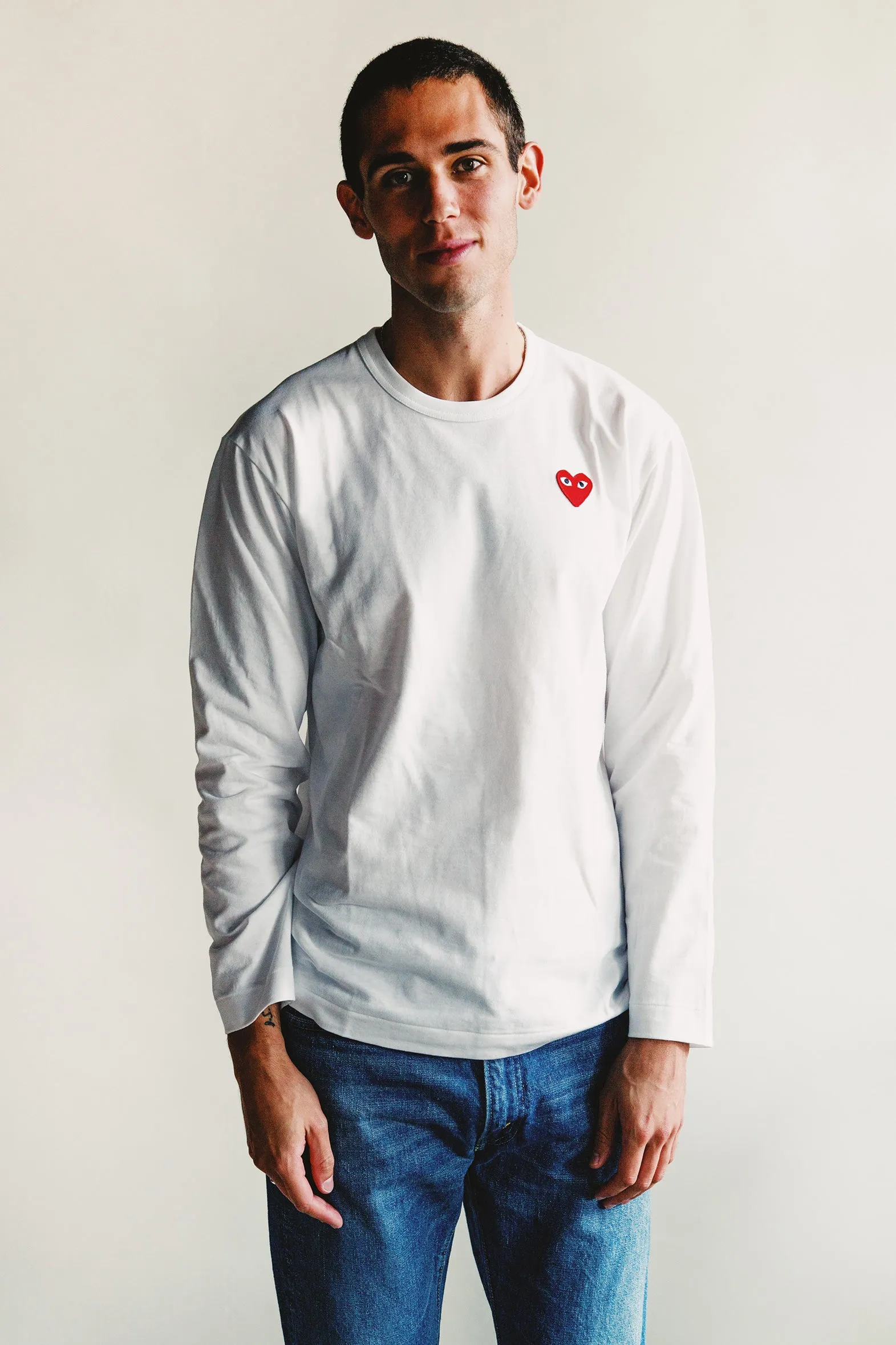 Red Heart Long Sleeve T-Shirt - White