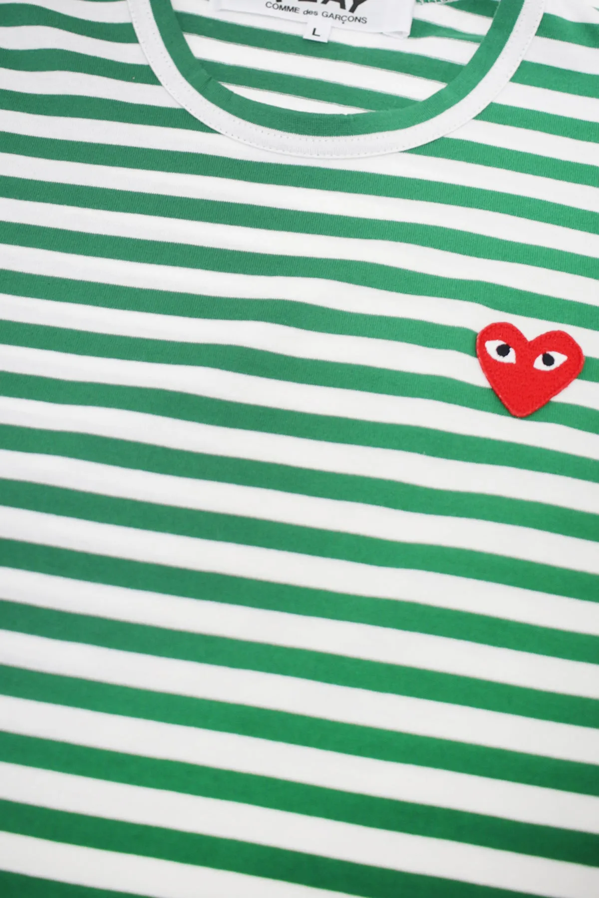 Red Heart Striped T-Shirt - Green/White