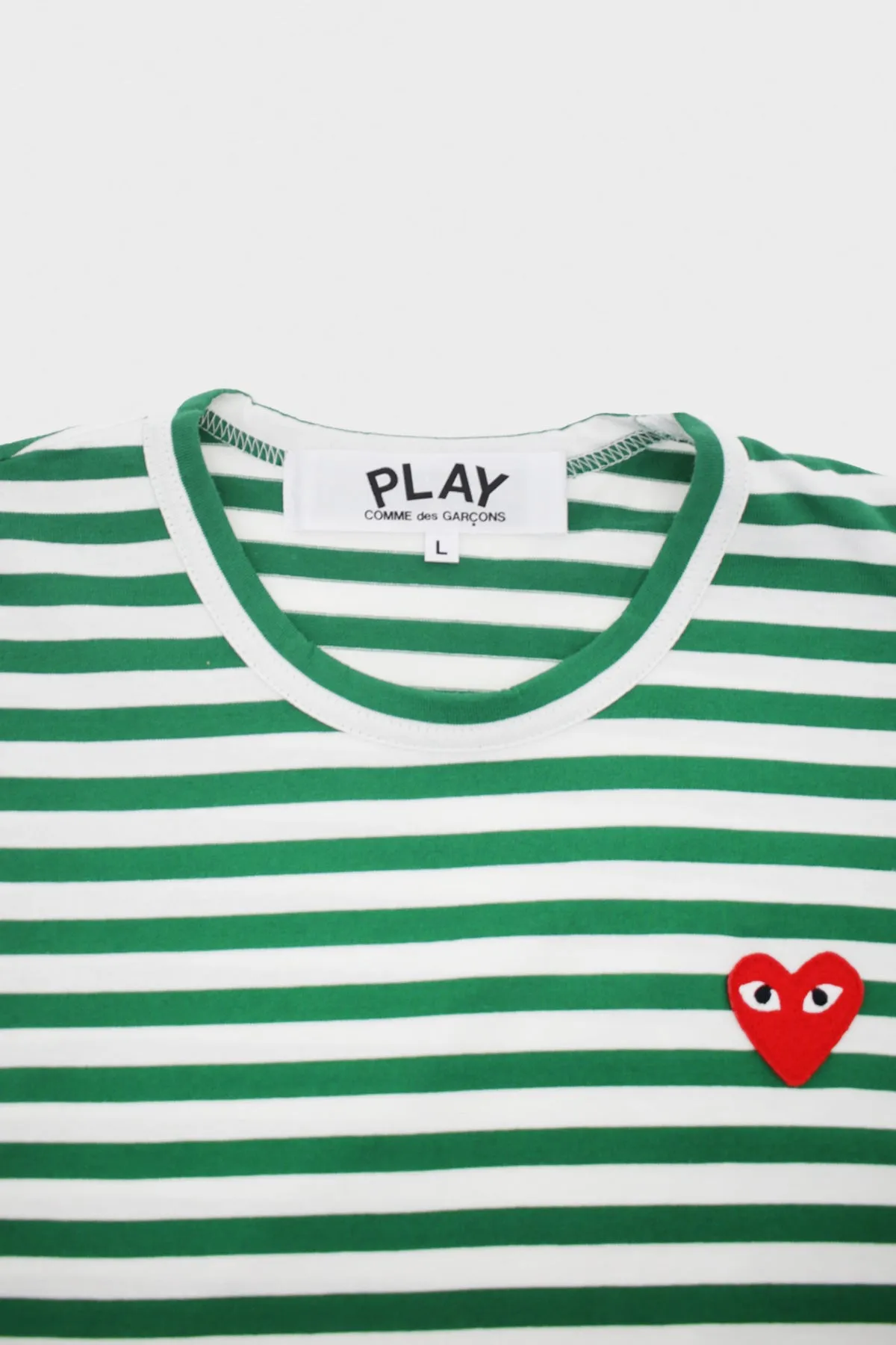 Red Heart Striped T-Shirt - Green/White