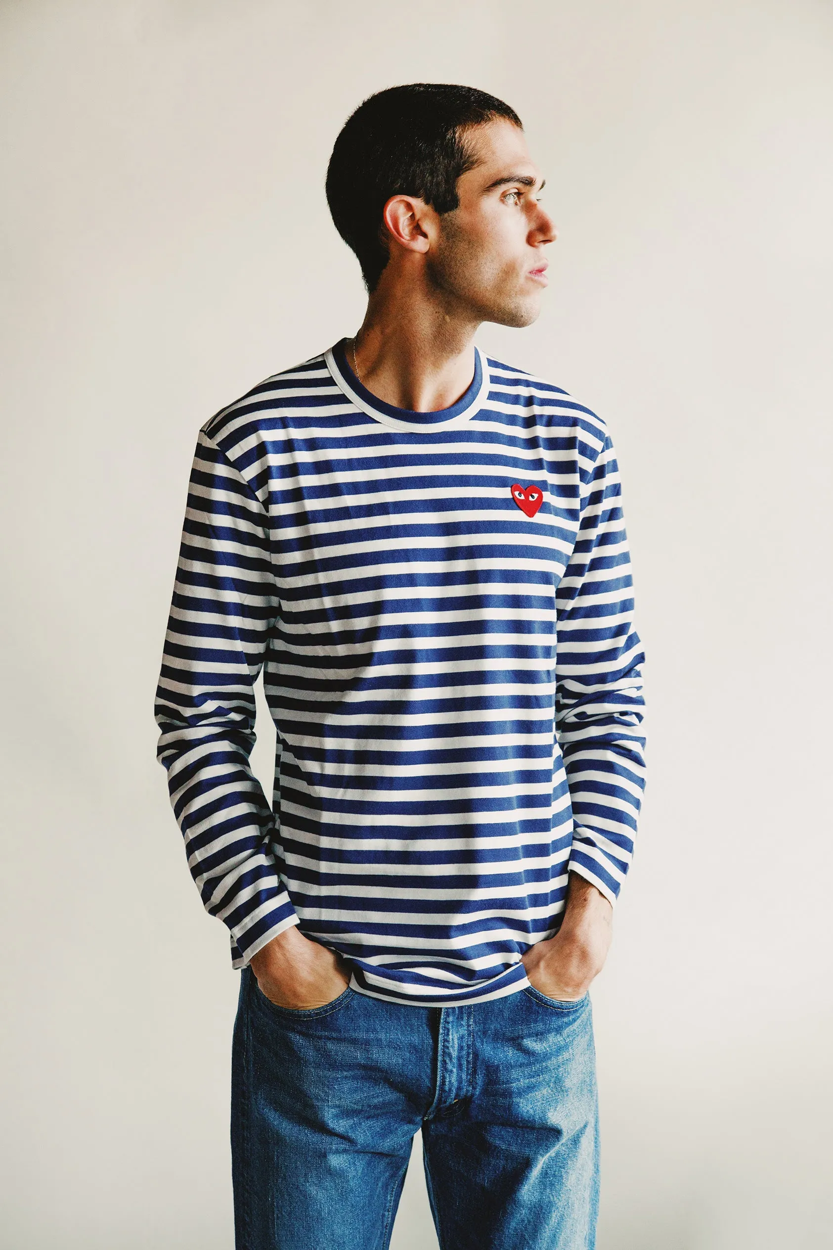 Red Heart Striped T-Shirt - Navy/White