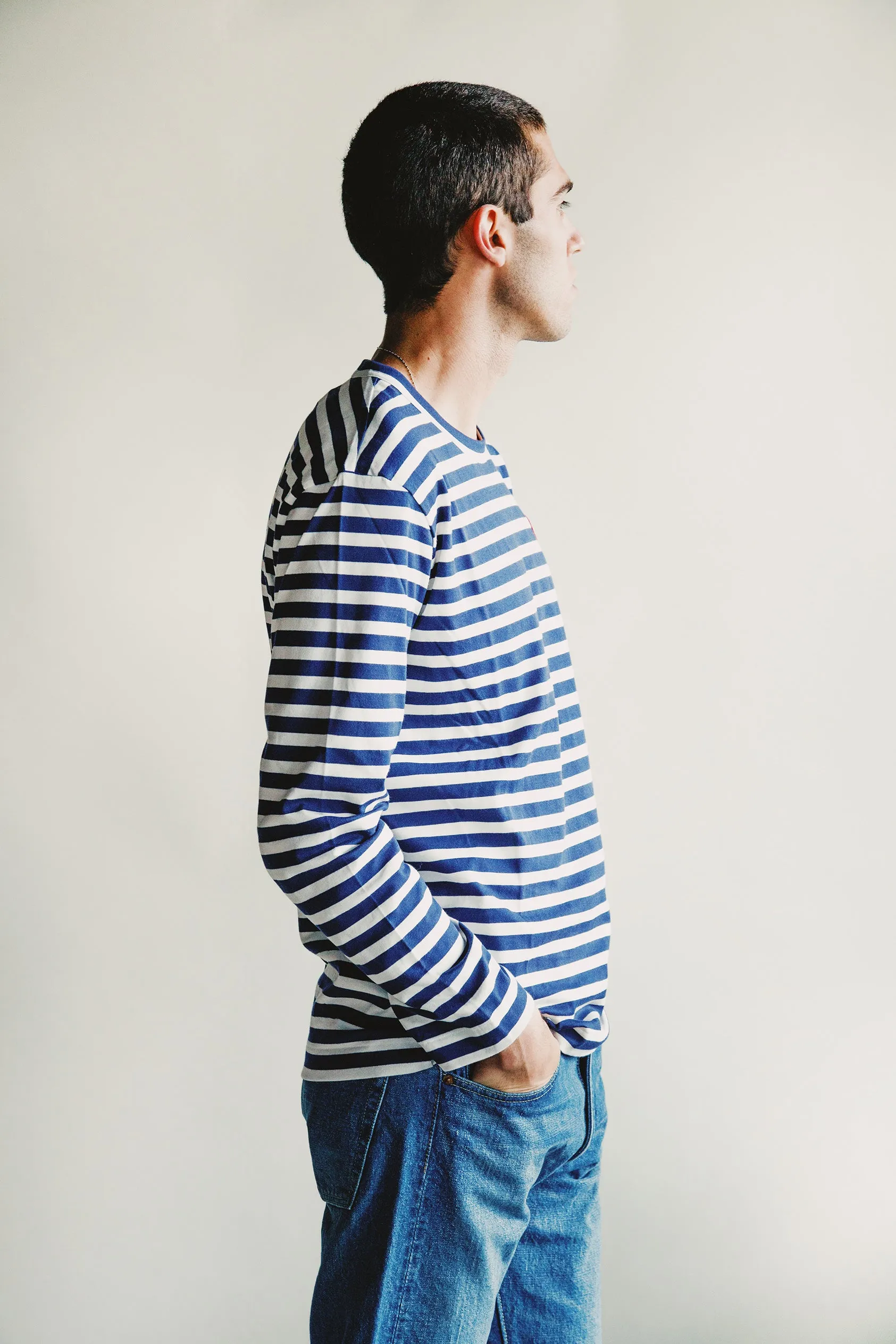 Red Heart Striped T-Shirt - Navy/White