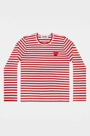 Red Heart Striped T-Shirt - Red/White