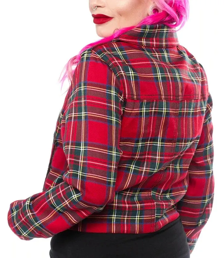 Red/Green Plaid Moto Jacket