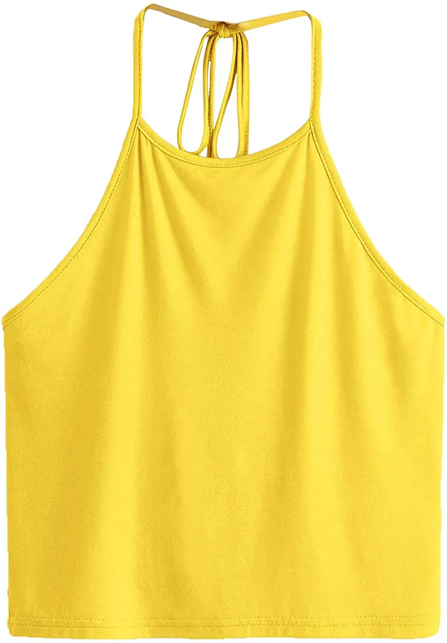 Romwe Women's Casual Camisole Sleeveless Vest Halter Cami Tank Top