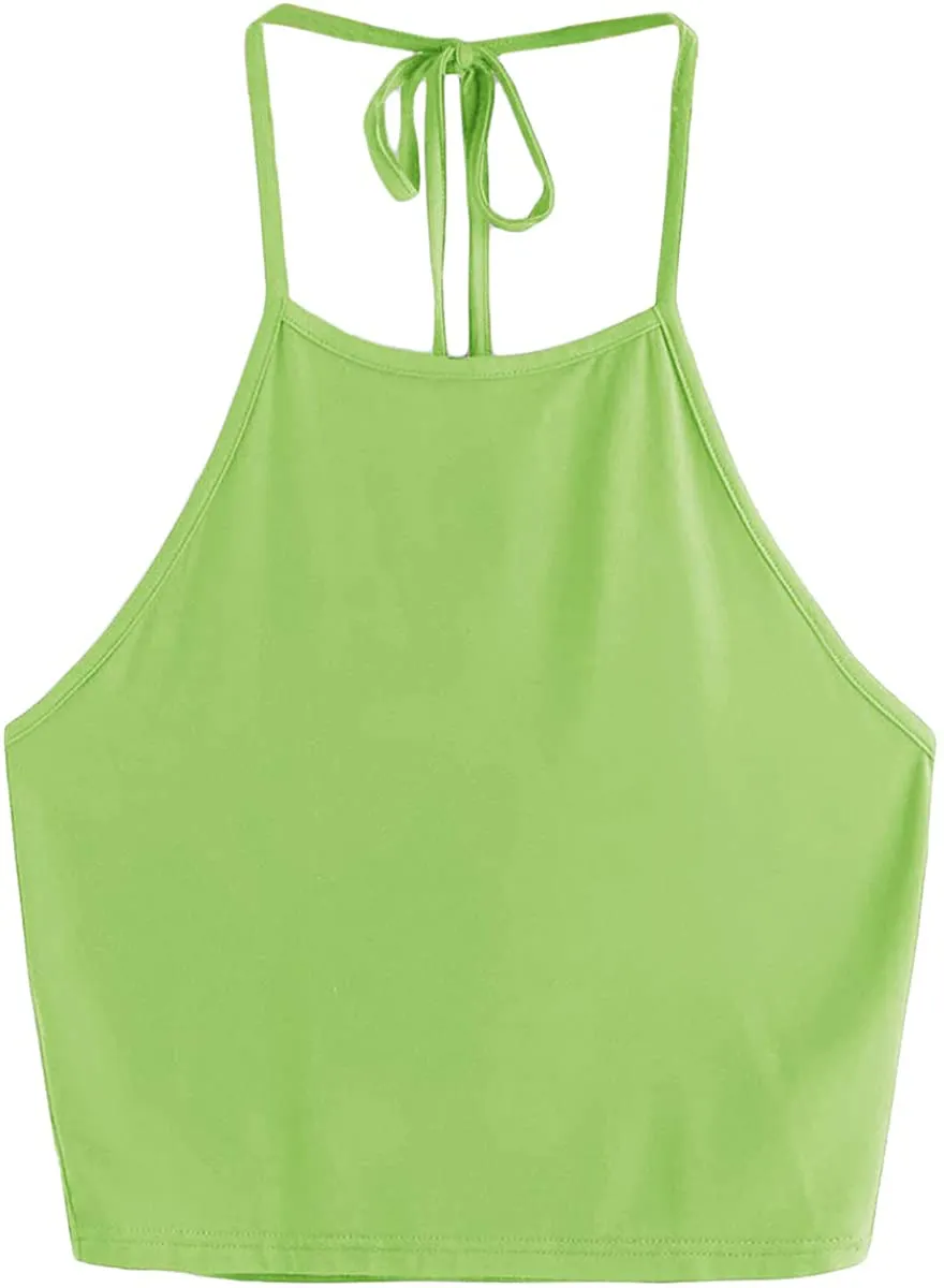 Romwe Women's Casual Camisole Sleeveless Vest Halter Cami Tank Top