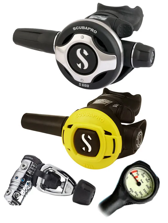 Scubapro Regulator Set: MK25 Evo (DIN or Yoke) / S600 / Octopus & Free Termo Gauge