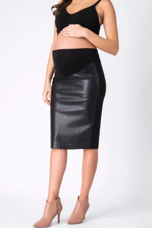 Seraphine Faux Leather Maternity Skirt