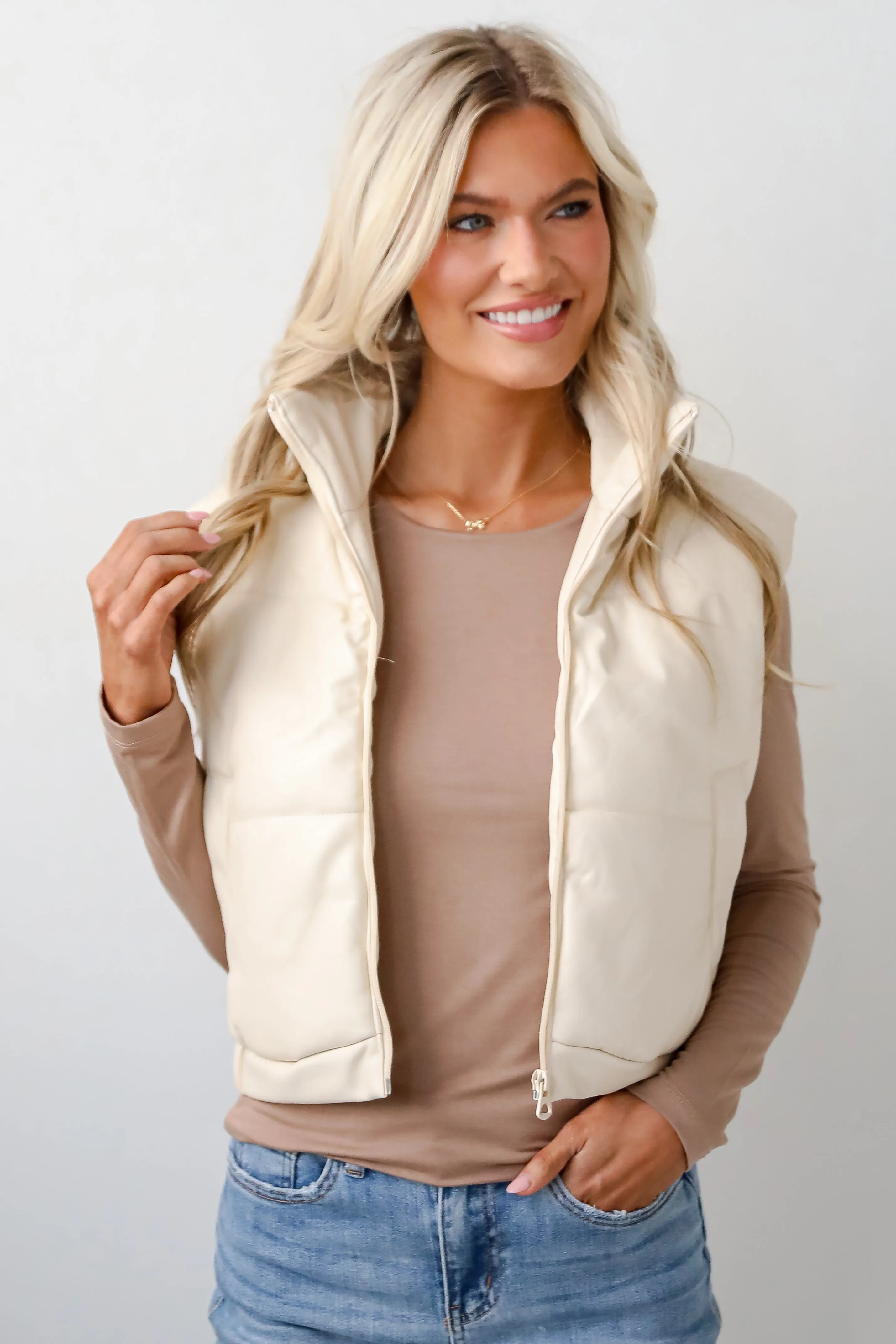 Seriously Chic Leather Puffer Vest - DOORBUSTER