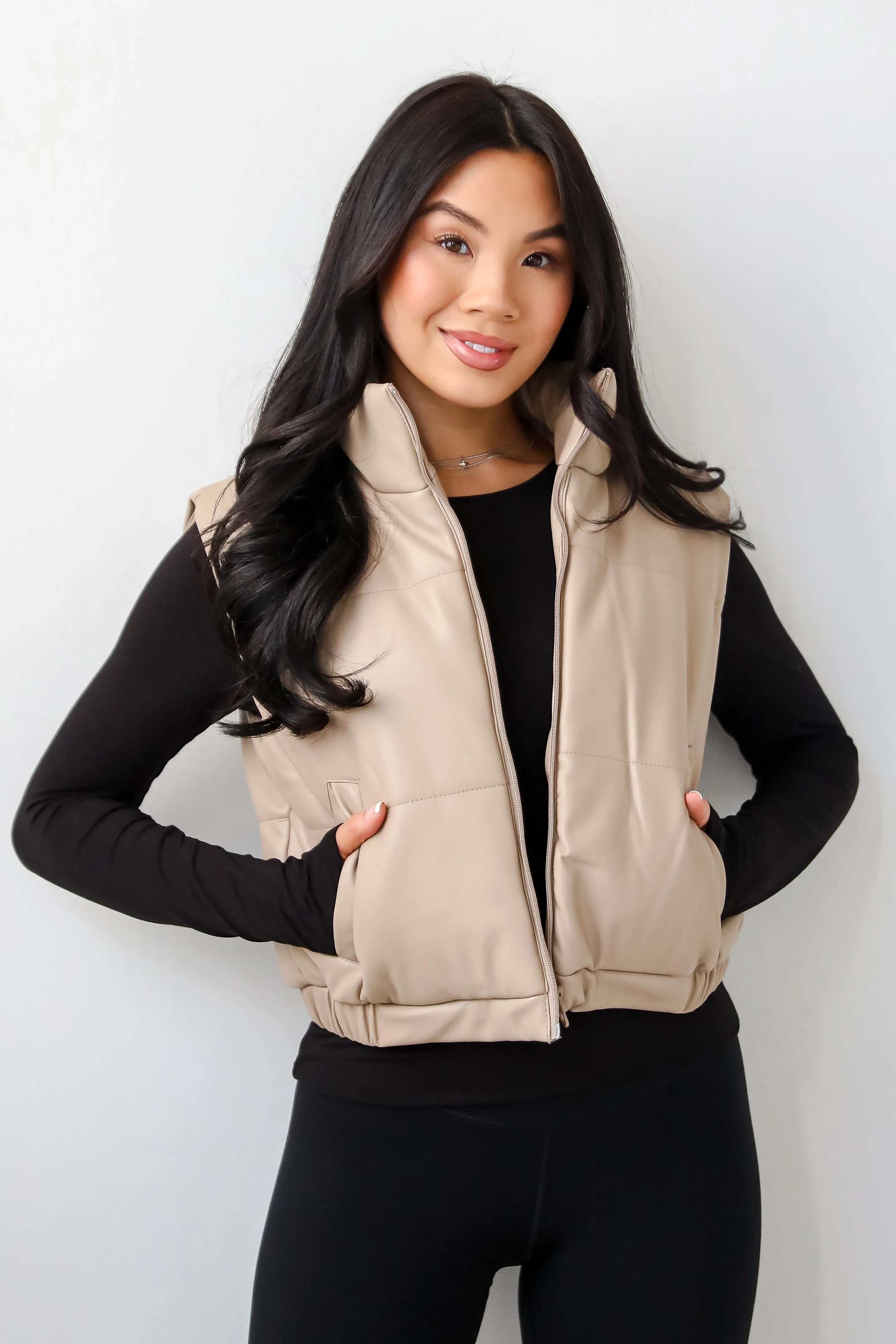 Seriously Chic Leather Puffer Vest - DOORBUSTER