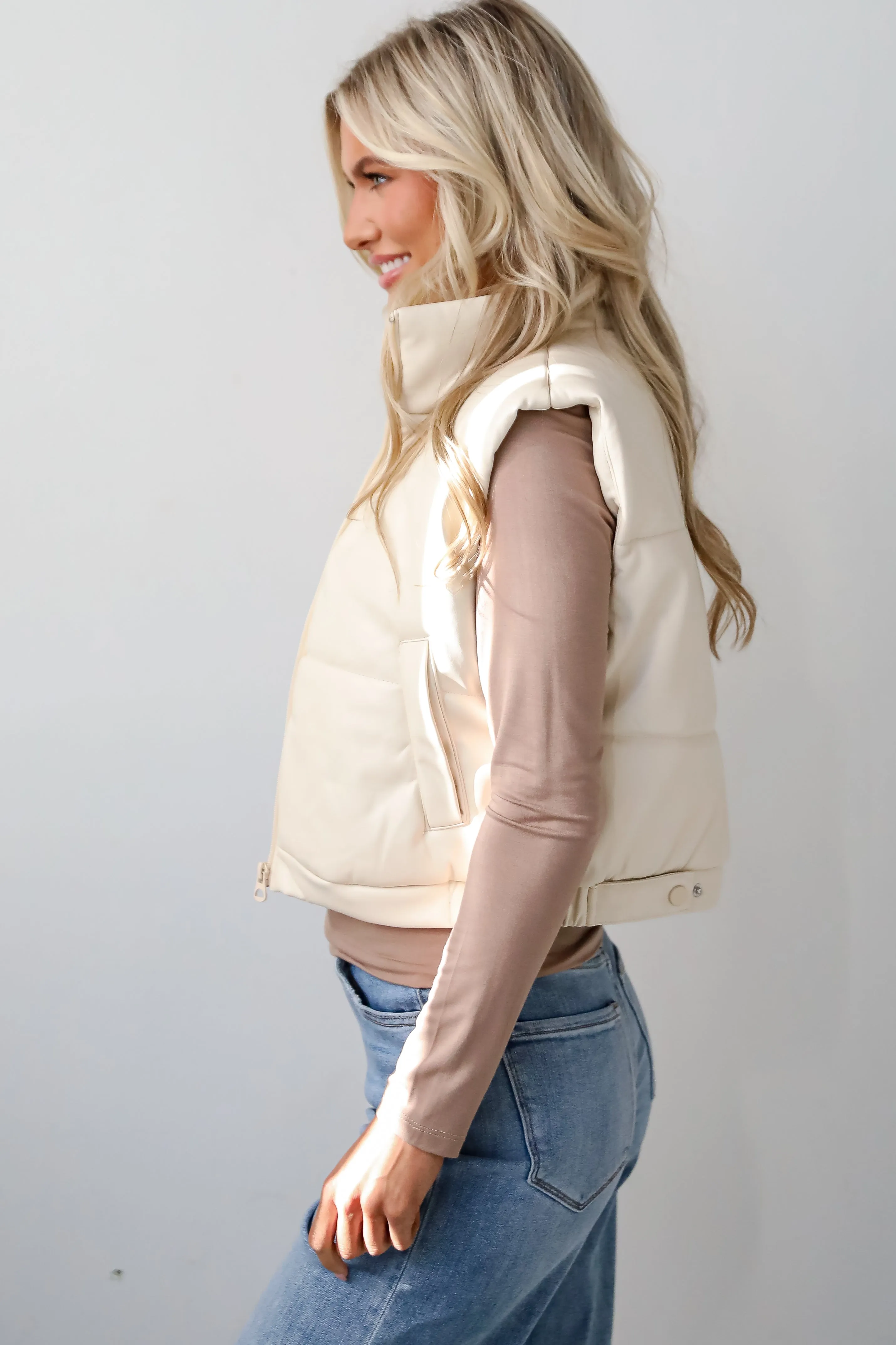 Seriously Chic Leather Puffer Vest - DOORBUSTER