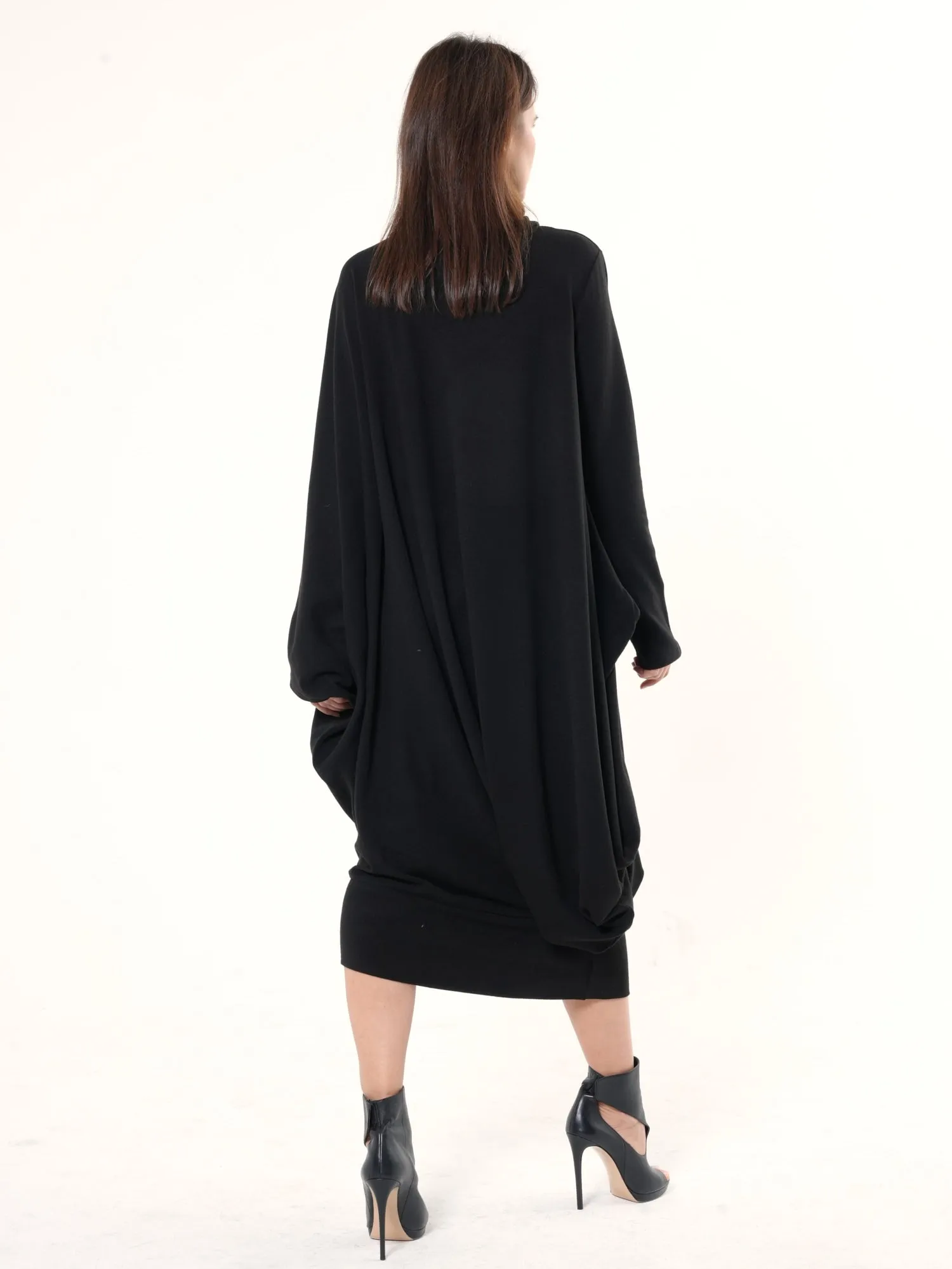 Soft Loose Turtleneck Dress In Black