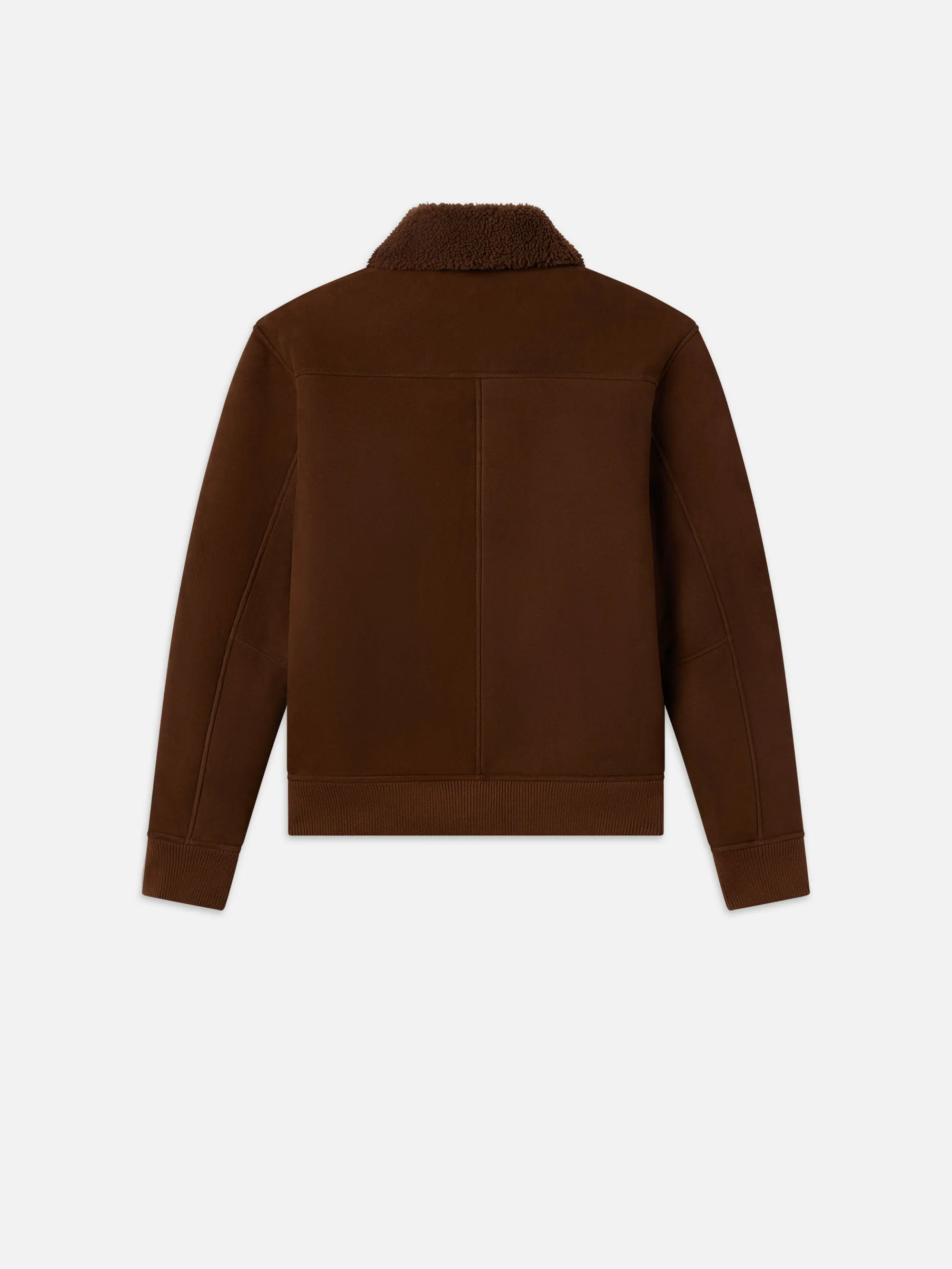 Suede Shearling Bomber -- Dark Camel