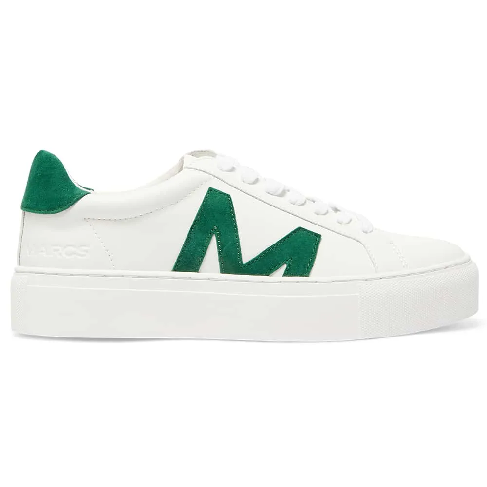 Trio Sneaker in White And Green Leather