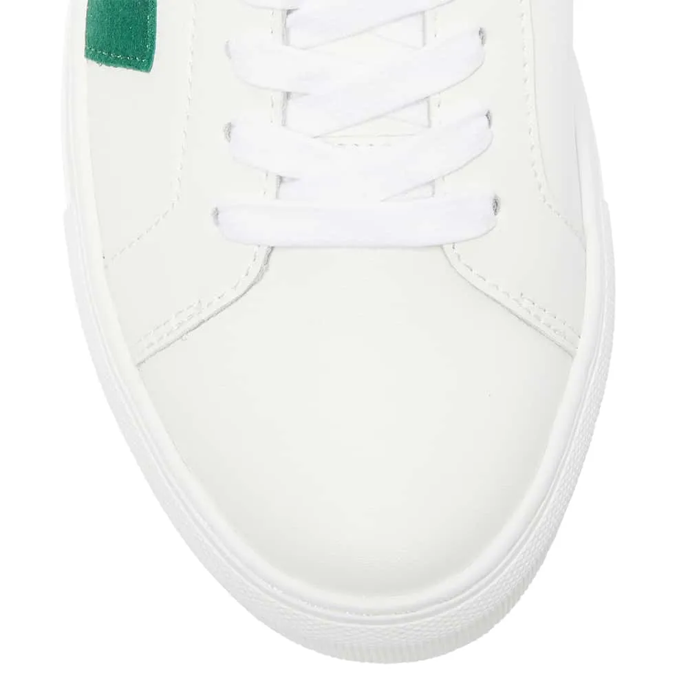 Trio Sneaker in White And Green Leather