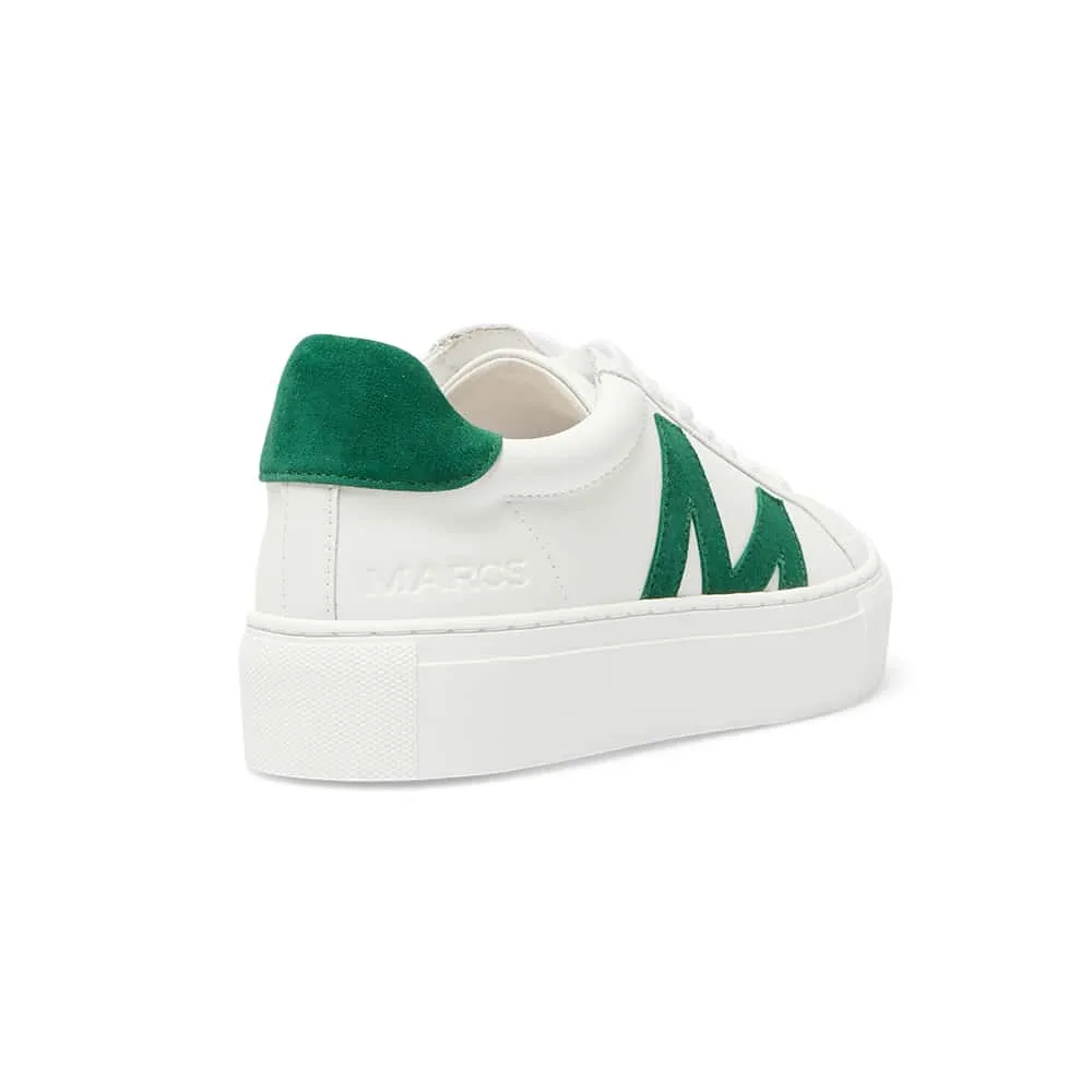 Trio Sneaker in White And Green Leather