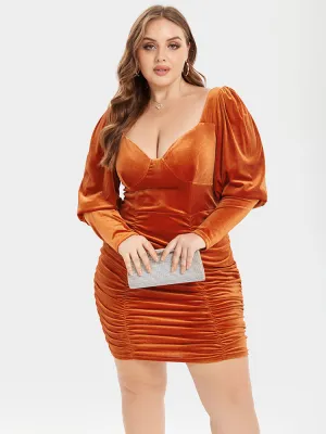 Velvet Ruched Bodycon Dress