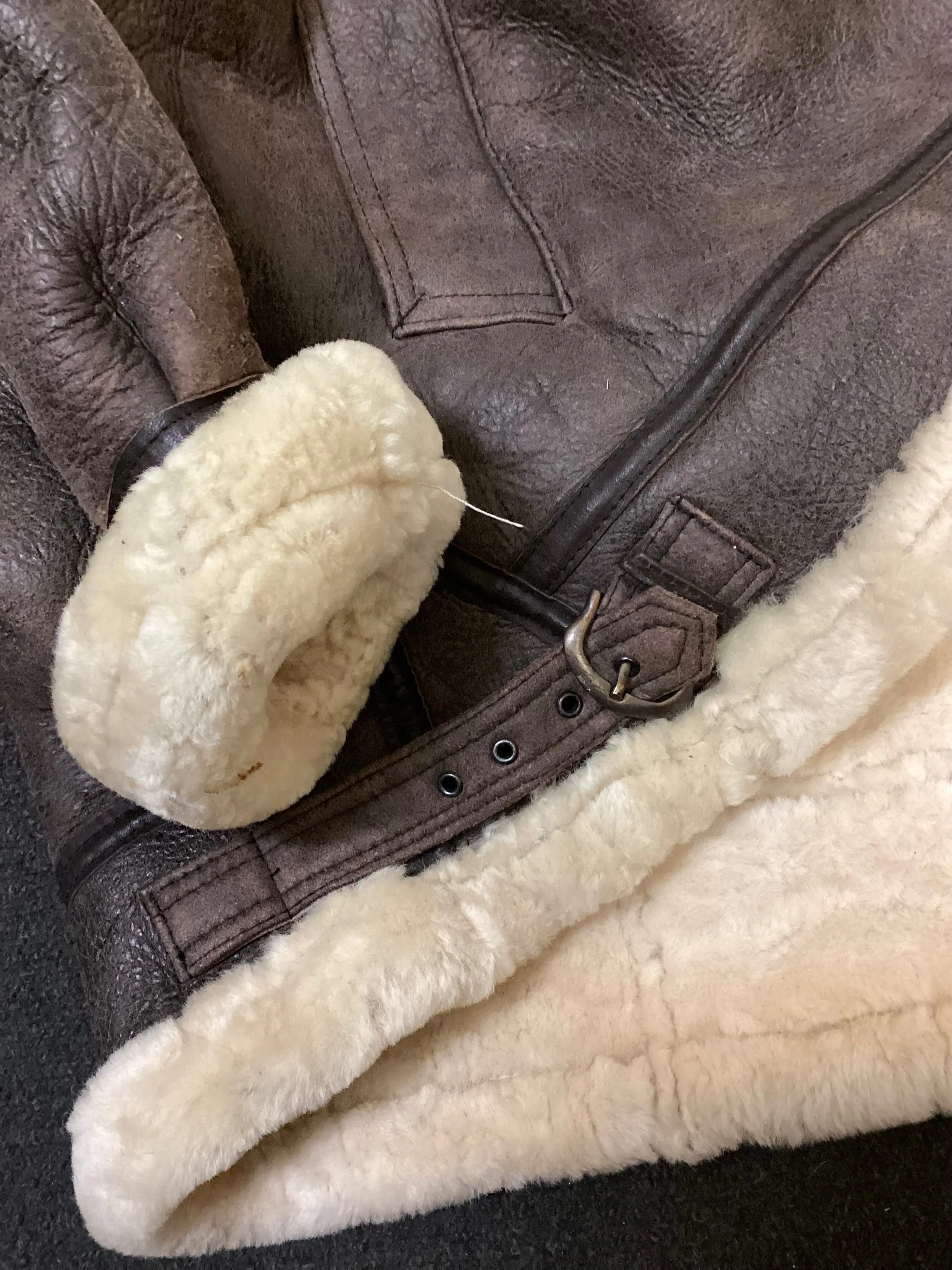 Verso il Sole Brown Shearling Bomber Jacket Style B3 size XL