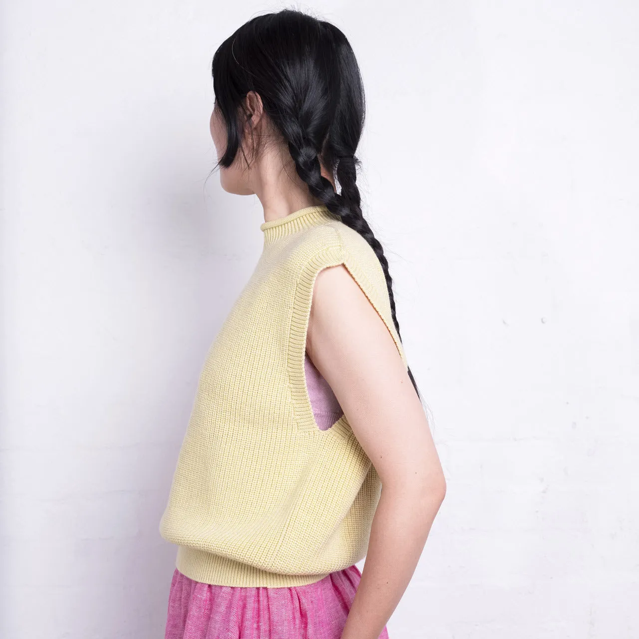 Women's Knitted Vest - 100% Merino Wool - Light Yellow (S- XL)